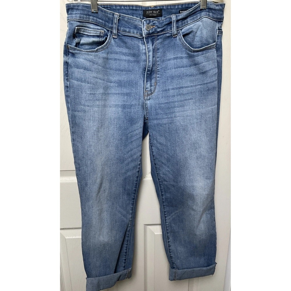 Judy Blue Boyfriend Fit Light Wash Jeans Size 14 Raw Edge High JB82192MD-PL
